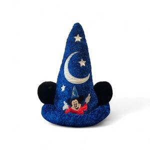 Disney Parks Mickey Mouse Fantasia Blue Sorcerer Hat with Plush Ears